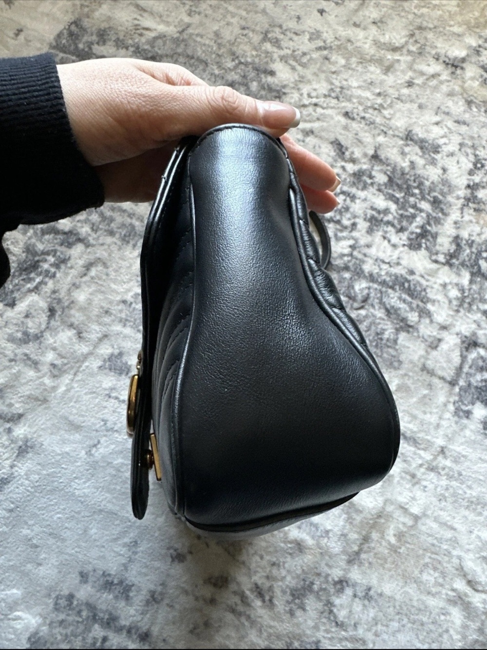 Gucci Black Marmont Leather Shoulder Bag with - Picture 4 of 10